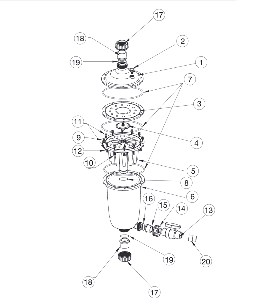 Koppeling met o-ring Multicyclone Mc12 - Waterco 17+18+19
