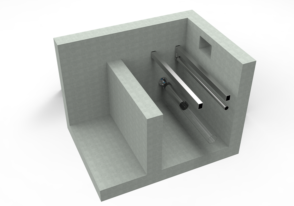 [POUTRE+BOITIERS] Poutre de renfort pour volet sous escalier - Inox 316L