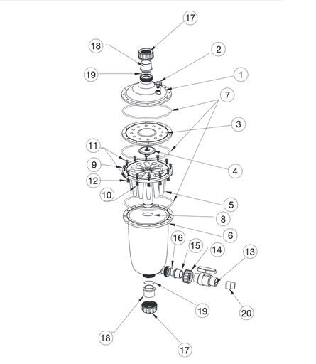 [Raccord Union MC12] Koppeling met o-ring Multicyclone Mc12 - Waterco 17+18+19