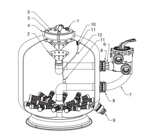 [3073008525 - 6209291] Deksel filter Micron Waterco/ Oud PPG Deluxe 8" (3)