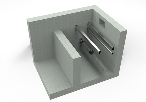 [POUTRE+BOITIERS] Poutre de renfort pour volet sous escalier - Inox 316L