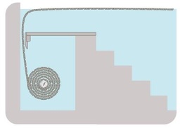 [POUTREPLAGE+BOI] Balk Plage voor rolluik onder trap met muurbevestigingen - Inox 316L